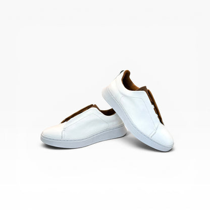 Tenis Sneakers piel genuina slip on mod 51004 Blanco-Bitono