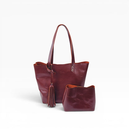 Bolsa Dama Tote 100% Piel Mod. Praga  *Pull up shedron*  + 💄Cosmetiquera 👝 Gratis!!