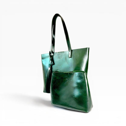 Bolsa Dama Tote 100% Piel Mod. Praga *Pull Verde* + 💄Cosmetiquera 👝 Gratis!!