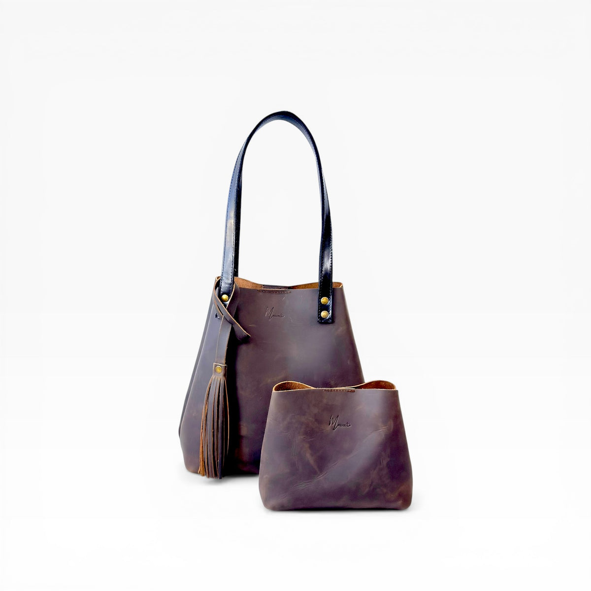 Tote Cuero Praga Plus+ Crazy Café Doble Vista + 💄Cosmetiquera 👝 Gratis!!