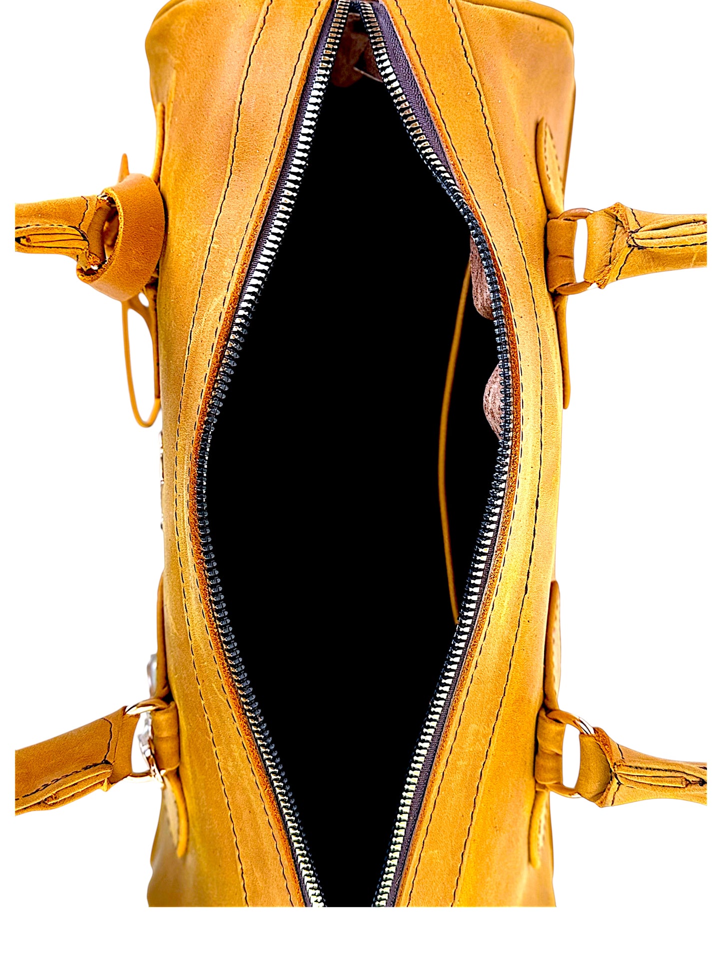 Bolso Dama Cilíndrico 100% Piel Mod duffle Praga  *Crazy Miel*