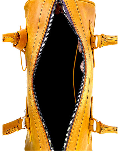 Bolso Dama Cilíndrico 100% Piel Mod duffle Praga  *Crazy Miel*