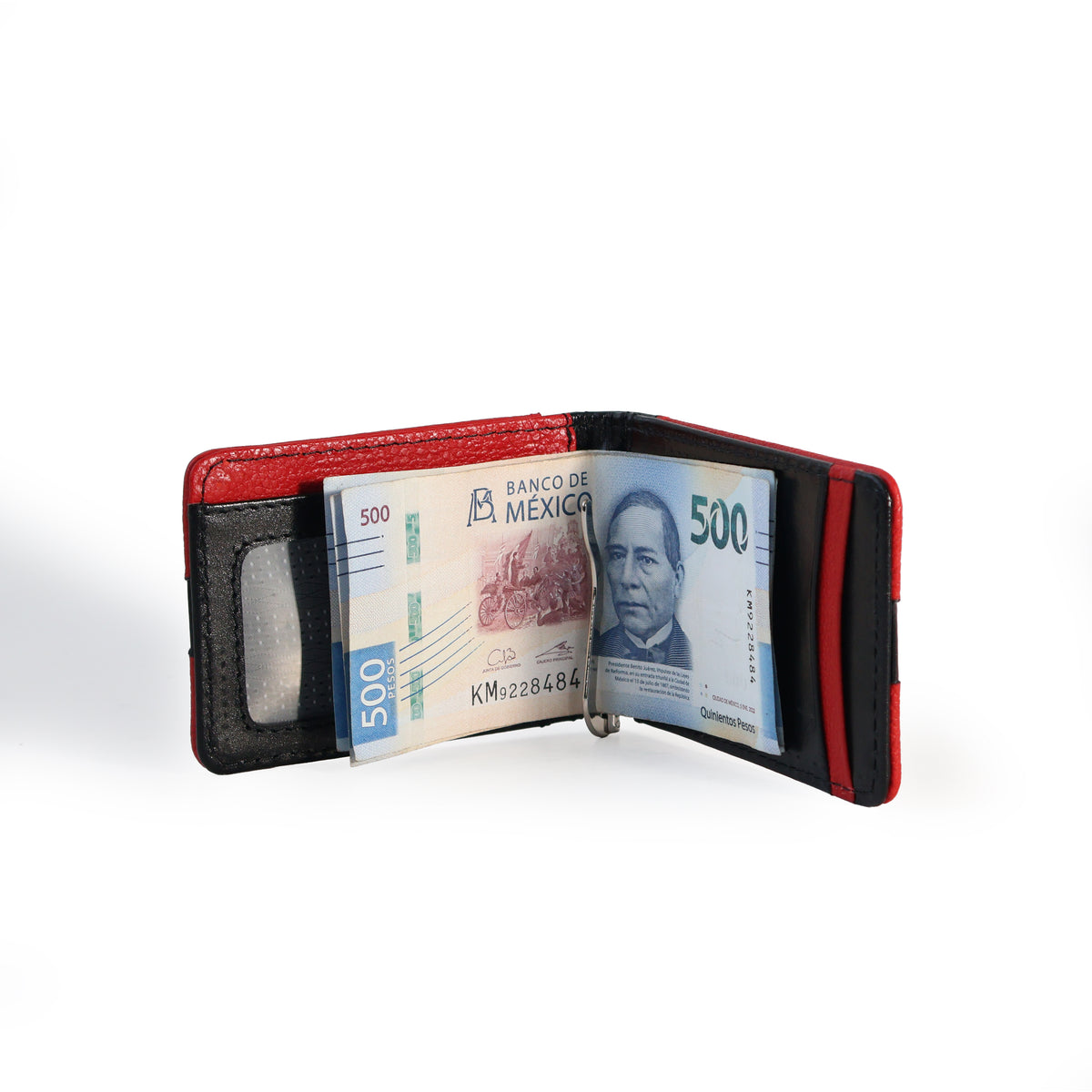Tarjetero para caballero con Clip para Billetes Rojo/Negro