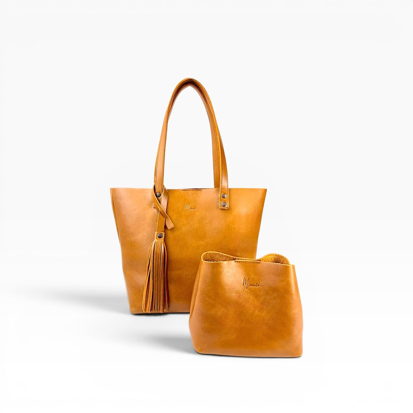 Bolsa Dama Tote 100% Piel Mod. Praga Pull up Miel + 💄Cosmetiquera 👝 Gratis!!