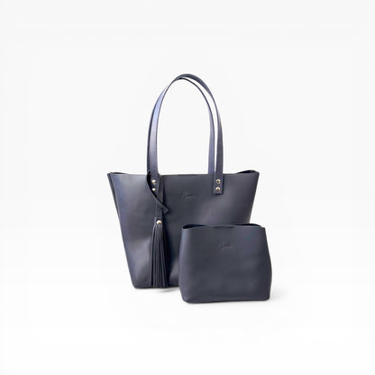 Bolso Tote Cuero Praga Plus+  Crazy negro Doble Vista + 💄Cosmetiquera 👝 Gratis!!