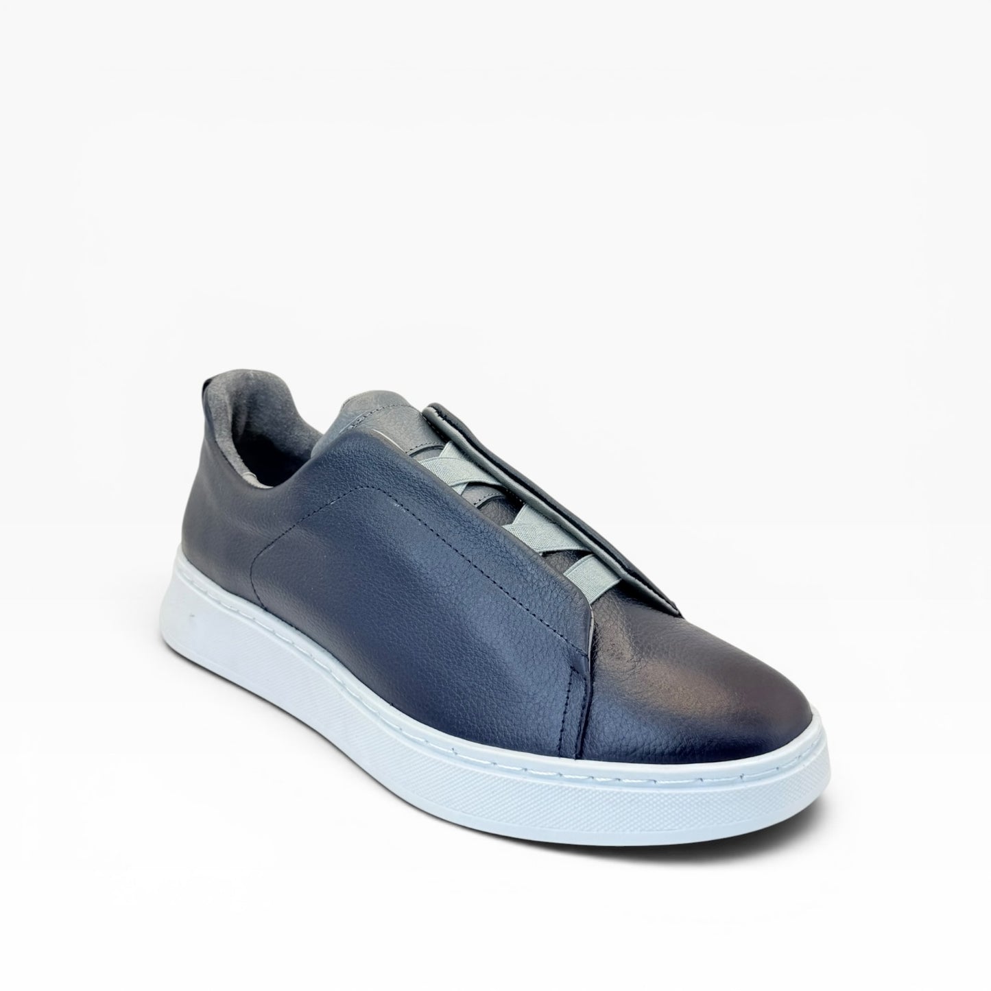 Tenis sneakers piel genuina mod 51004 Azul-Bitono