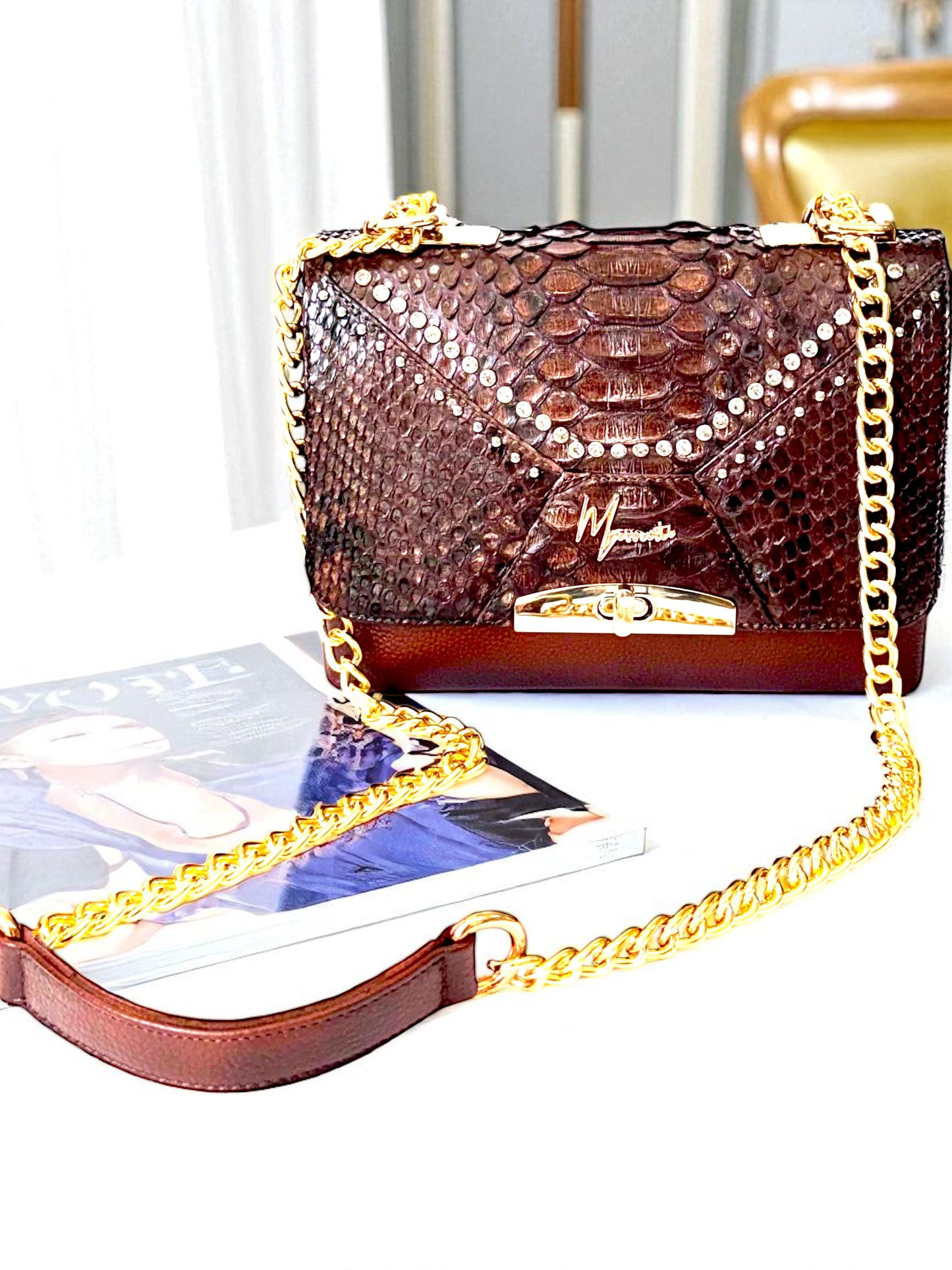 Bolso mod Alemania  pitón café lustrado