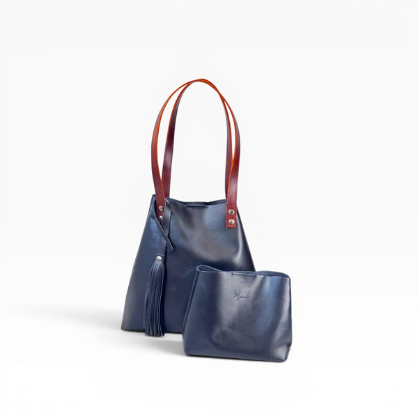Bolso Tote Cuero Praga Plus+ Pull negro Doble Vista + 💄Cosmetiquera 👝 Gratis!!