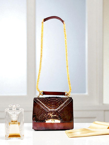 Bolso mod Alemania  pitón café lustrado