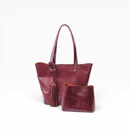 Bolsa Dama Tote 100% Piel Mod. Praga  *Pull up shedron*  + 💄Cosmetiquera 👝 Gratis!!