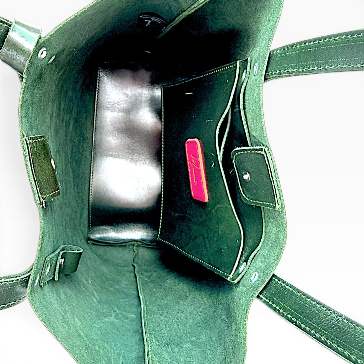 Bolsa Dama Tote 100% Piel Mod. Praga *Pull Verde* + 💄Cosmetiquera 👝 Gratis!!