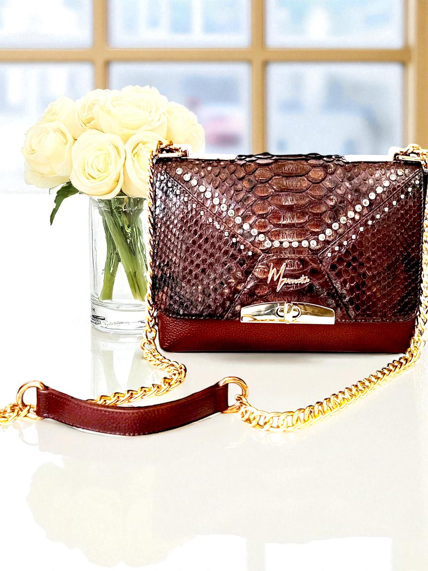Bolso mod Alemania  pitón café lustrado