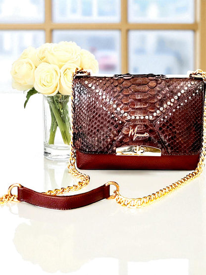 Bolso mod Alemania  pitón café lustrado