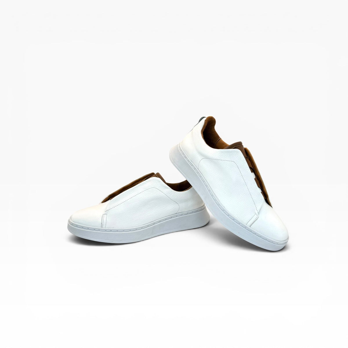 Tenis Sneakers piel genuina slip on mod 51004 Blanco-Bitono - mosvartimxTenis Sneakers piel genuina slip on mod 51004 Blanco-Bitono