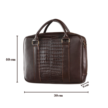 Portafolio 100% Cuero Mod. Holmes ( Frente cocodrilo Genuino chocolate )