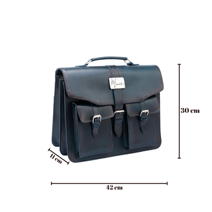 Portafolio 100% Cuero Mod. Messenger ( Pull up Azul)