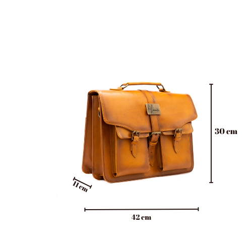 Portafolio 100% CUERO Mod. Messenger ( pull Miel)