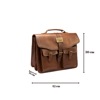 Portafolio 100% CUERO Mod. Messenger ( Pull roble )