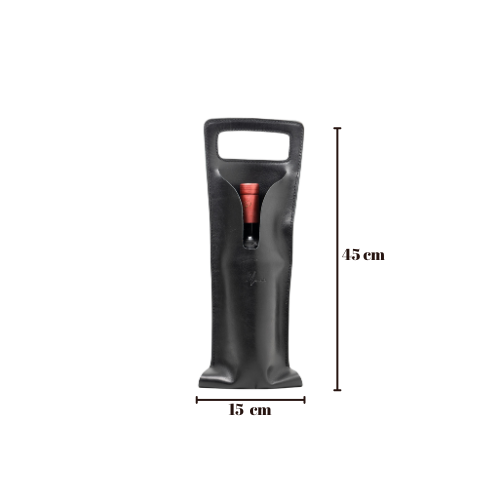 Bolsa de vino de cuero Porta botella piel 100% Mod. (Cabernet) Pull up Negro