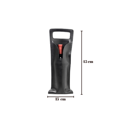 Bolsa de vino de cuero Porta botella piel 100% Mod. (Cabernet) Pull up Negro