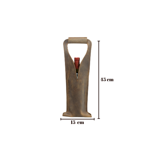 Bolsa de vino de cuero Porta botella piel 100% Mod. (Merlot) Crazy Tang