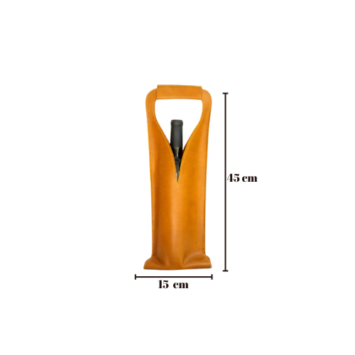 Bolsa de vino de cuero Porta botella piel 100% Mod. (Merlot) Pull up Miel