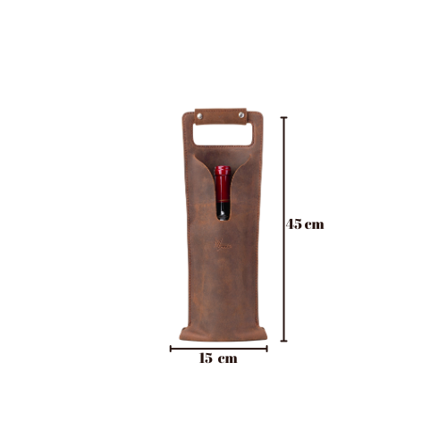 Bolsa de vino de cuero Porta botella piel 100% Mod. (Cabernet) Crazy Café
