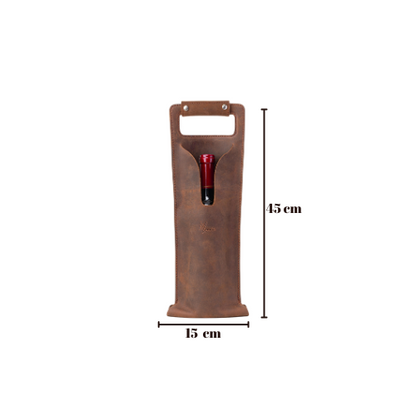 Bolsa de vino de cuero Porta botella piel 100% Mod. (Cabernet) Crazy Café