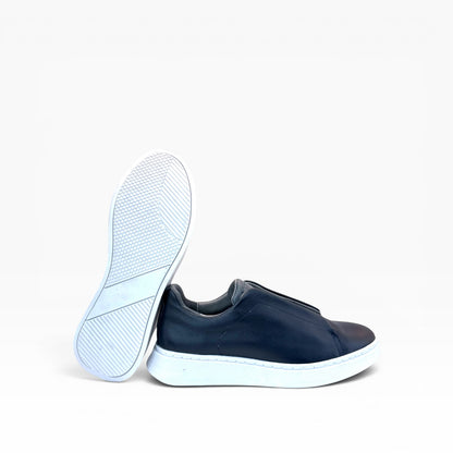 Tenis sneakers piel genuina mod 51004 Azul-Bitono