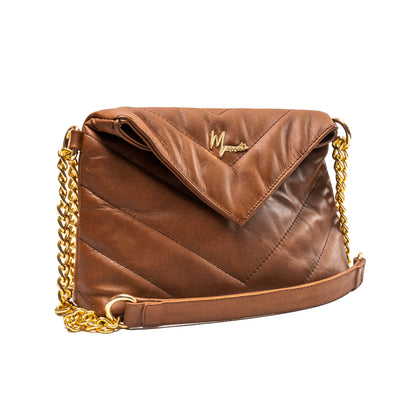 Bolso de hombro cross body Piel genuina acolchado tipo sobre Mod. Italia (Miel)