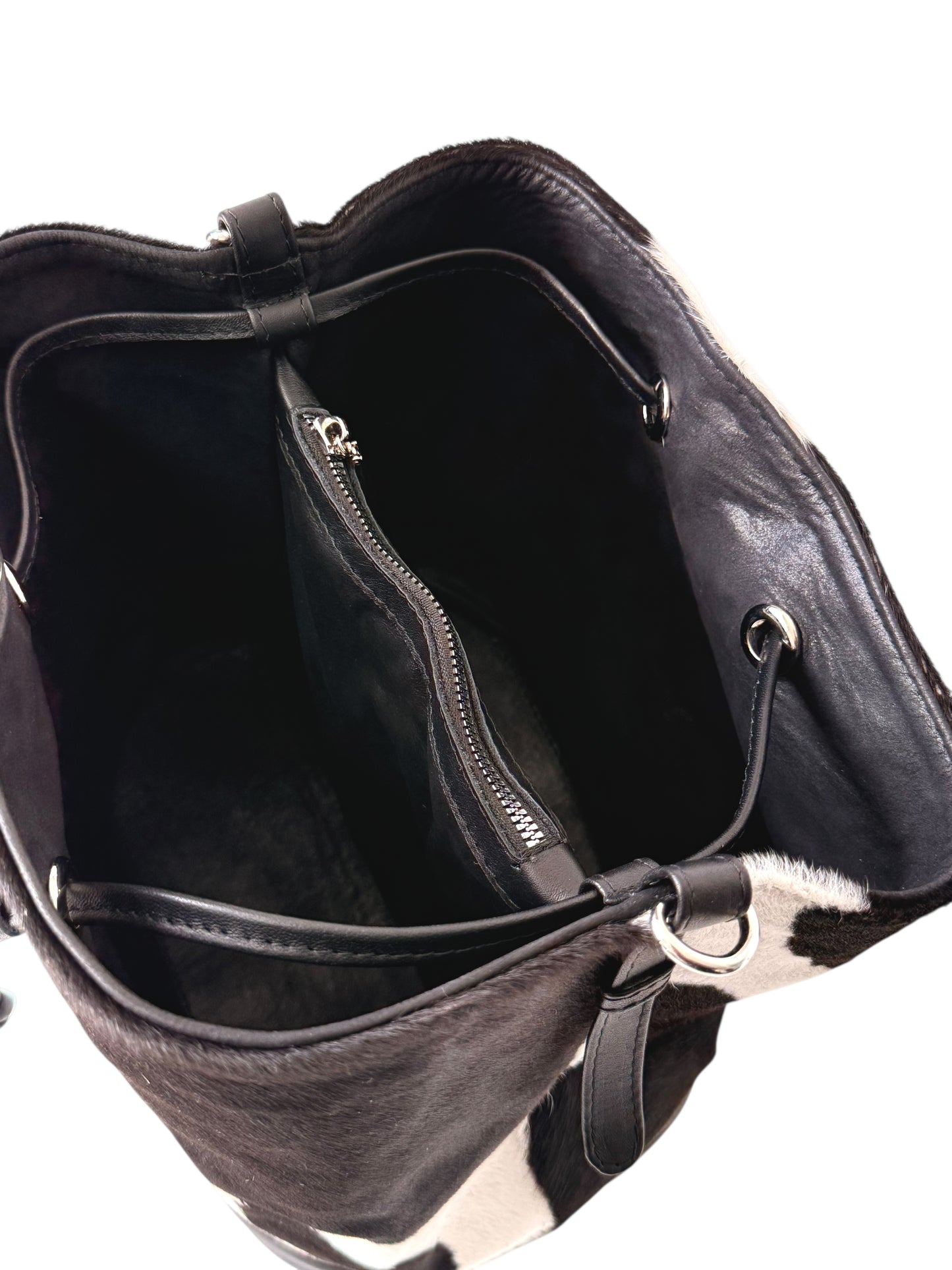 Bolso Dama Irlanda Pelo Negro/Blanco Cuero Bovino Premium