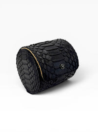 Estuche porta reloj de cuero genuino Mosvarti premium Pyton Negro Genuino