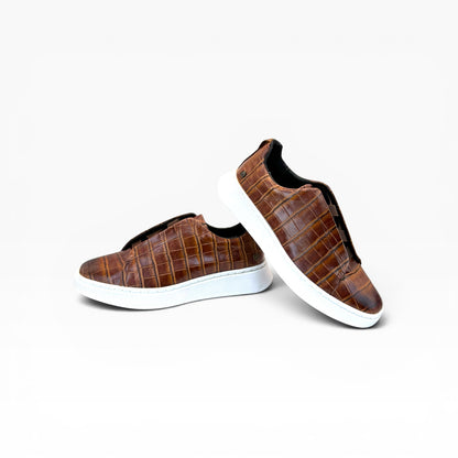 Tenis sneakers piel genuina mod 51003 Grabado Cocodrilo