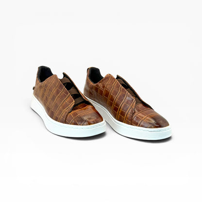 Tenis sneakers piel genuina mod 51003 Grabado Cocodrilo