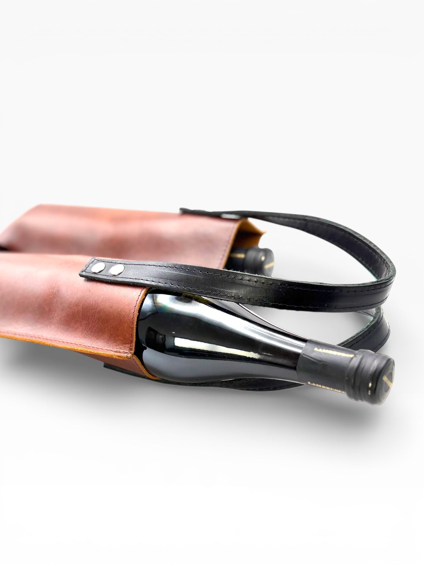 Bolsa Mosvarti porta botellas doble de cuero mayoreo