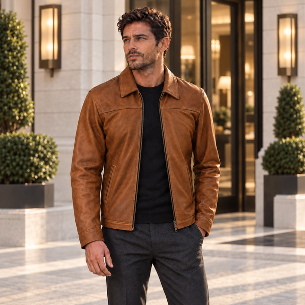 Chamarra caballero  Mod Aquiles krak Café
