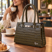 BOLSO DE DAMA MOD Polonia Full Croco Verde grabado