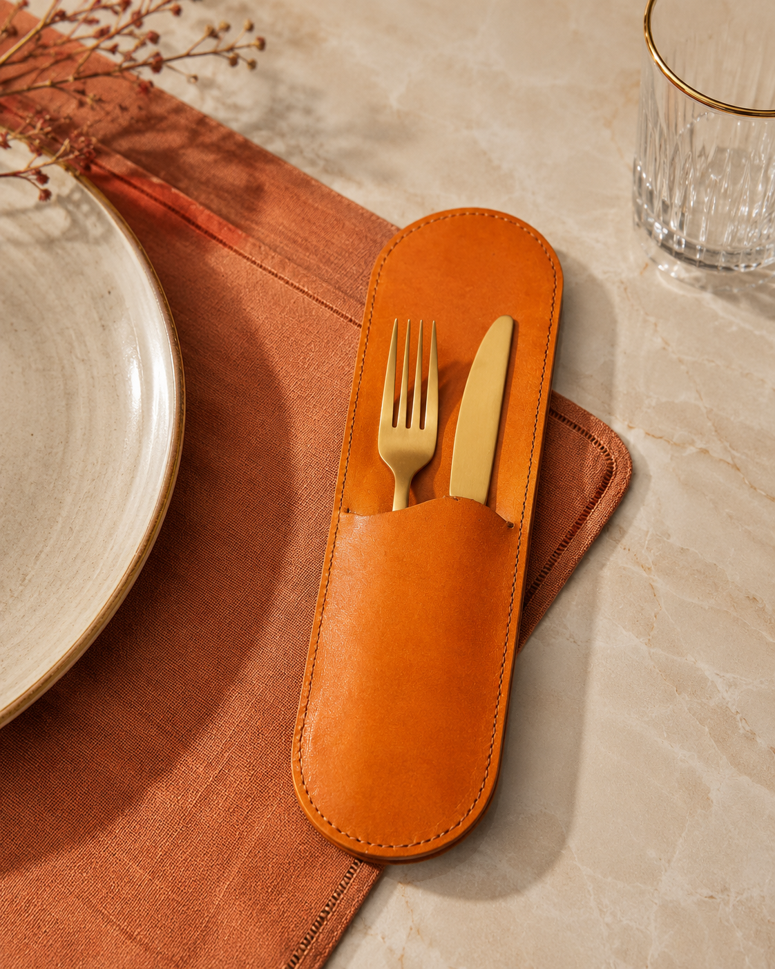 Estuche premium porta cubiertos, funda guarda cubiertos de Lujo mod 201 Pull Miel