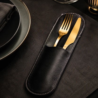 Estuche premium porta cubiertos, funda guarda cubiertos de Lujo mod 201 Pull Negro