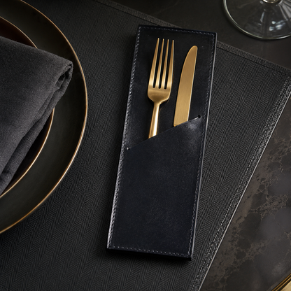 Estuche premium porta cubiertos, funda guarda cubiertos de Lujo mod 101 Pull negro