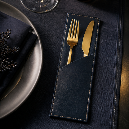 Estuche premium porta cubiertos, funda guarda cubiertos de Lujo mod 101 Pull Azul