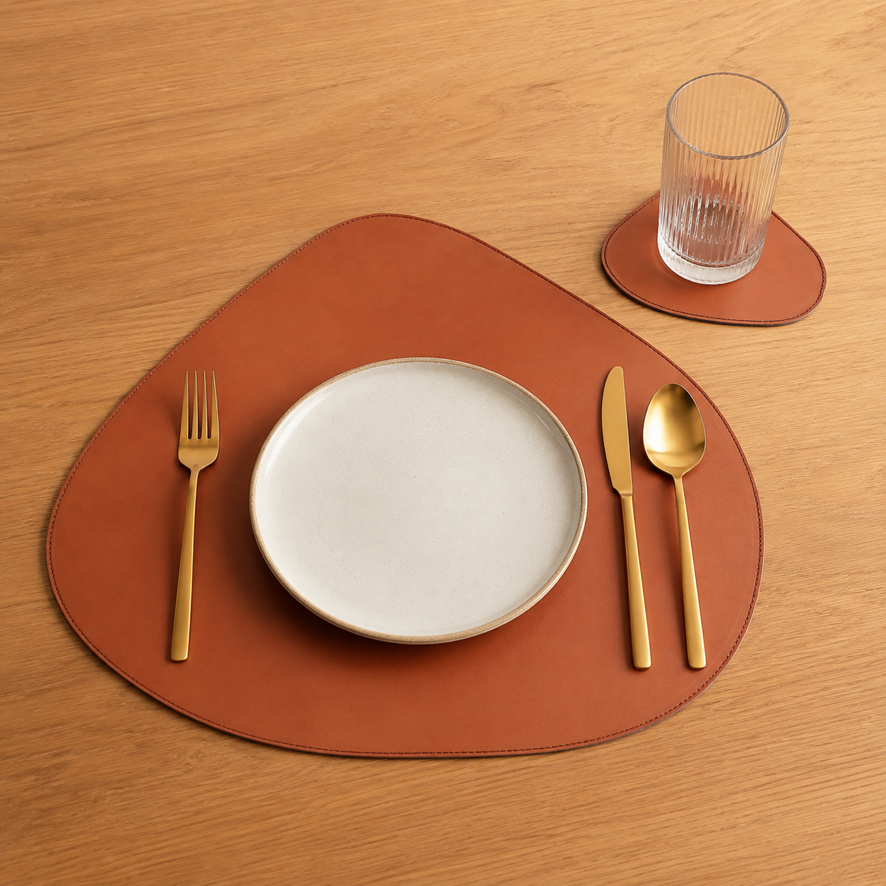 Set Individual bajo plato mantel  y Portavasos de Piel Premium | Mosvarti Color Camaleón