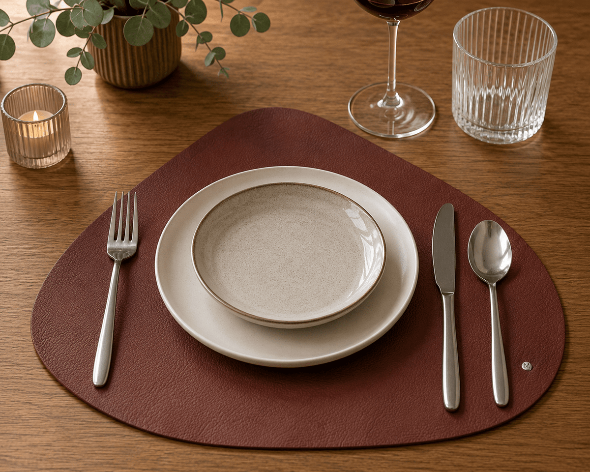 Set Individual bajo plato mantel y Portavasos de Piel Premium | Mosvarti Flother Café - mosvartimxSet Individual bajo plato mantel y Portavasos de Piel Premium | Mosvarti Flother Café