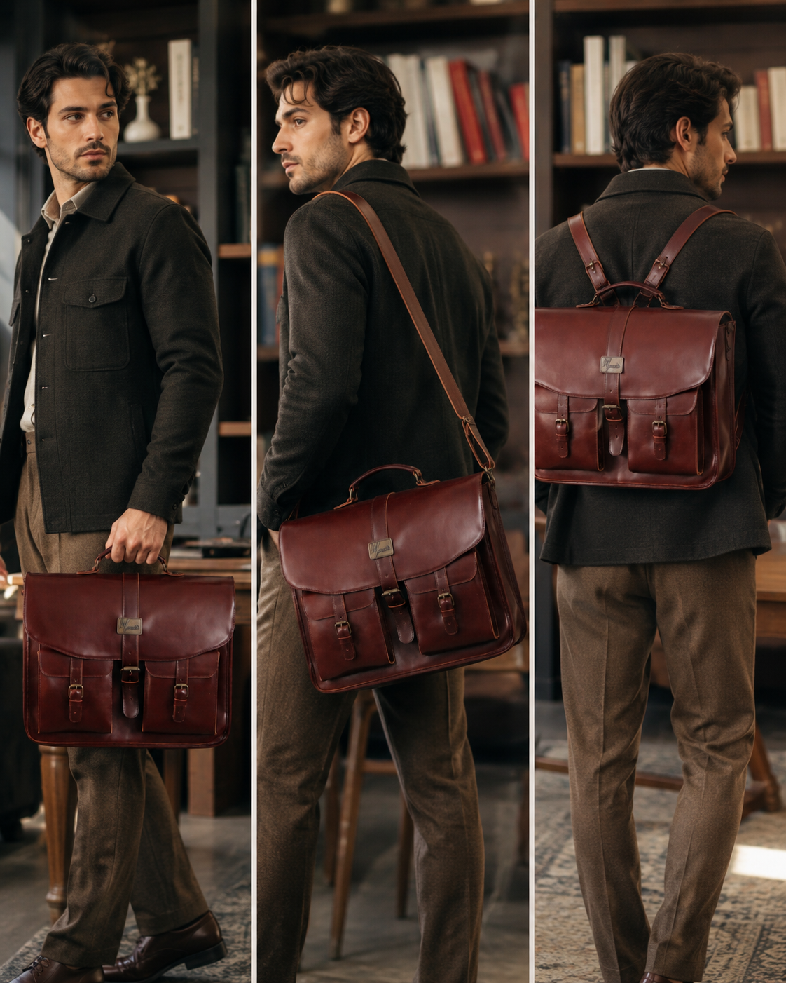 New Portafolio 100% CUERO Mod. Messenger (Pull Shedron)