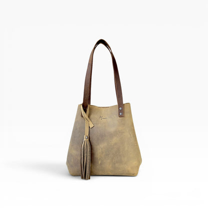 Bolso Tote Cuero Praga Plus+ Crazy Tang  Doble Vista + 💄Cosmetiquera 👝 Gratis!!