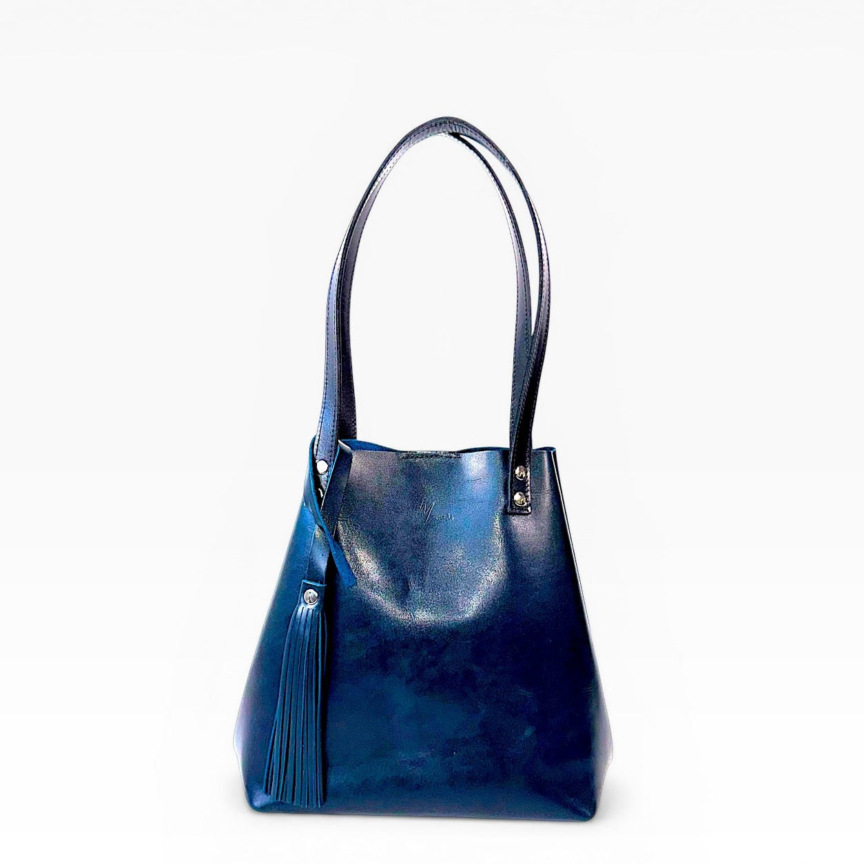 Bolso Tote Cuero Praga Plus+ Pull Azul Doble Vista + 💄Cosmetiquera 👝 Gratis!!
