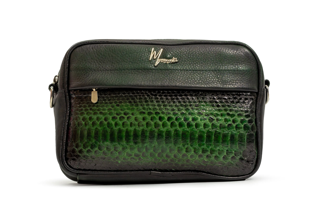 Bandolera Pitón Verde cuerpo floter negro Mod Matew. - mosvartimxBandolera Pitón Verde cuerpo floter negro Mod Matew.