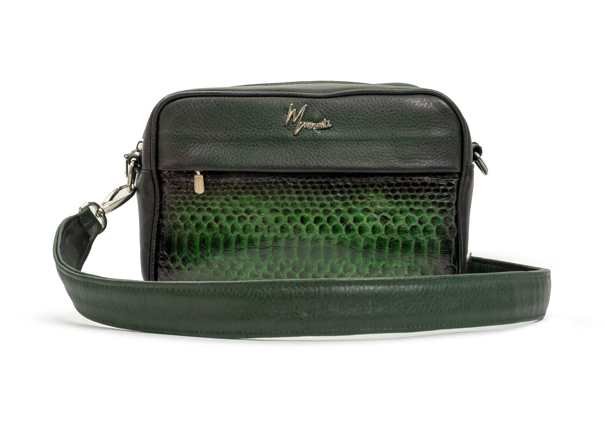 Bandolera Pitón Verde cuerpo floter negro Mod Matew. - mosvartimxBandolera Pitón Verde cuerpo floter negro Mod Matew.