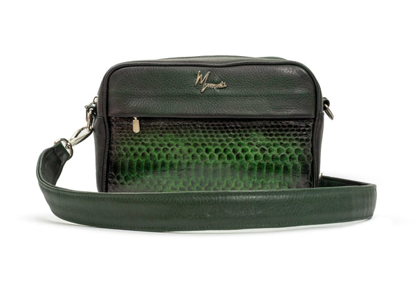 Bandolera  Pitón Verde cuerpo floter negro Mod Matew.