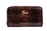 Cartera para Dama en Piel Genuina de Pitón café Lustrado